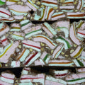 Colorful licorice candy pieces arranged in a pattern