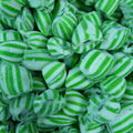 Green and white striped candy pieces