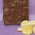 Chocolate bar with a purple background